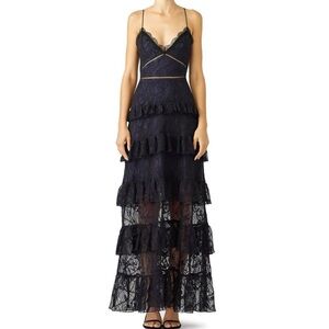 Nicholas Black/navy Lace Tiered Dress